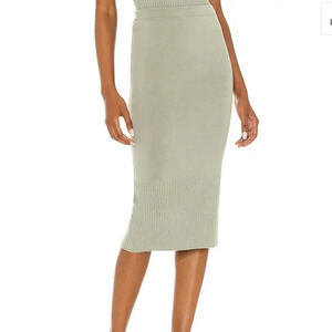 alice + olivia Leo Side Slit Wool Blend Sweater Midi Skirt Sage Green